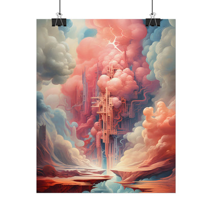 Cyber Dreamscape: Abstract Artwork in Neon Hues - Poster