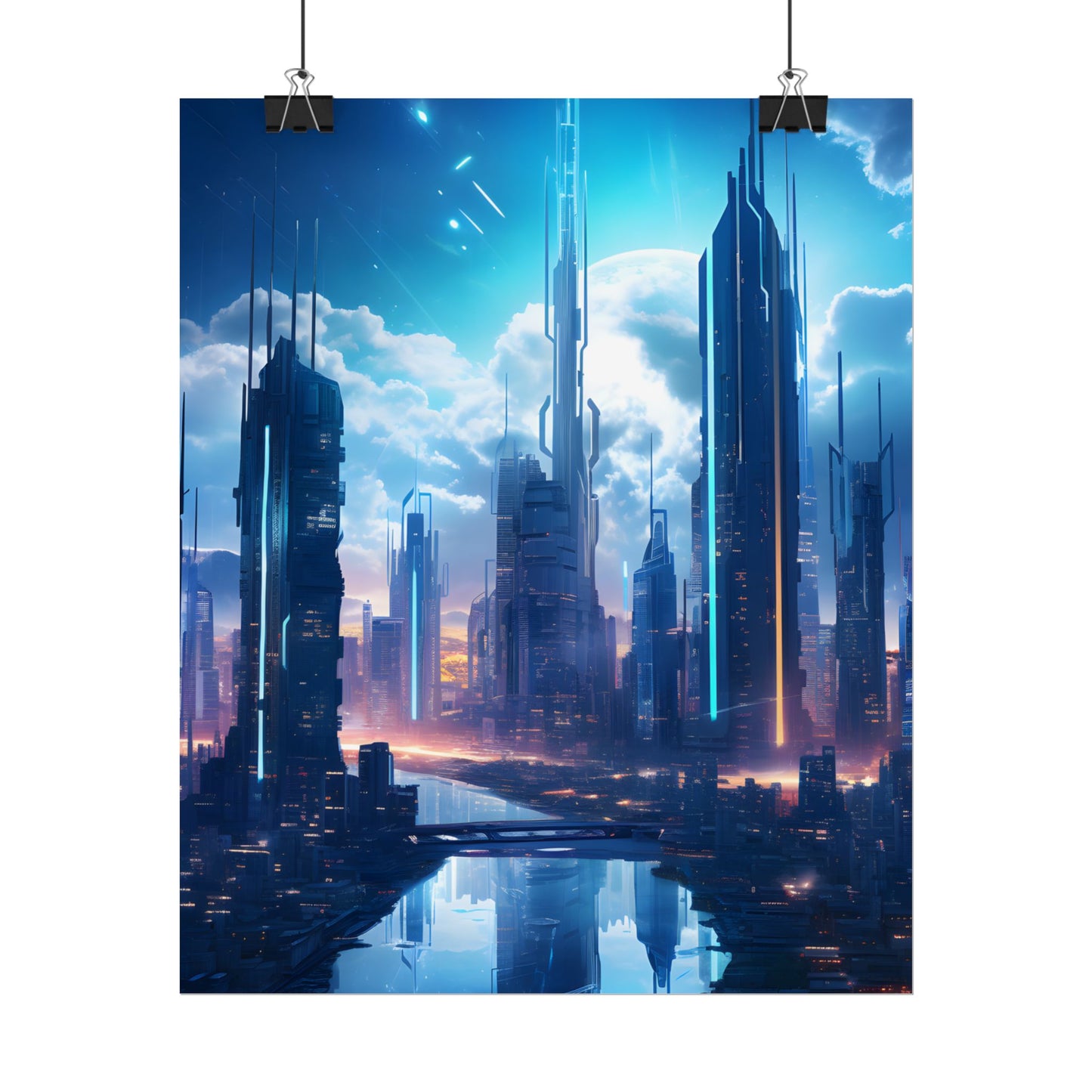 Dark Future Cityscape: Cyberpunk Dystopia Neon Artwork - Poster