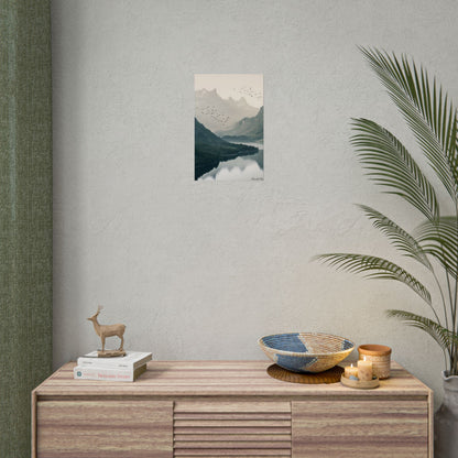 Serene Mountain Lake: A Peaceful Nature Artwork - Poster