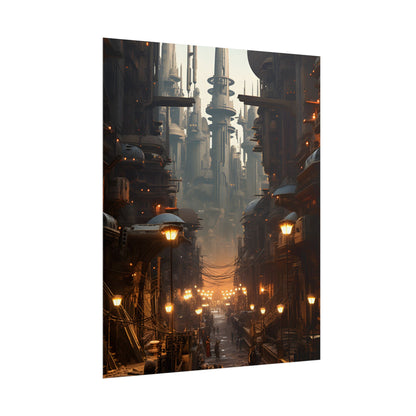 Post-Apocalyptic Steampunk City: Dystopian Artwork - Poster