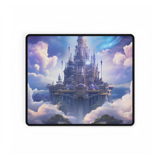 Celestial Fantasy Floating City: Dreamlike Artwork - Desk Mat