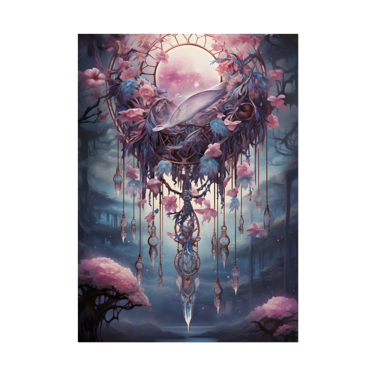 Surreal Landscape: Serene Tree in Vast Sky - Poster