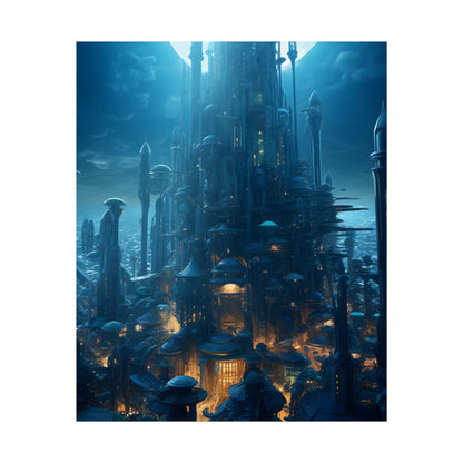 Underwater Futuristic Cityscape: Close Up Digital Artwork - Poster