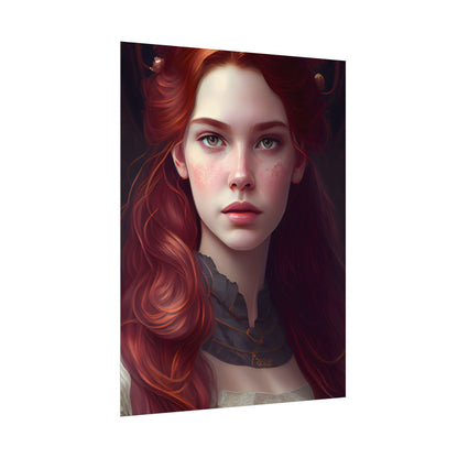 Beautiful Redhead Female Portrait: Classic Timeless Artwork - Poster