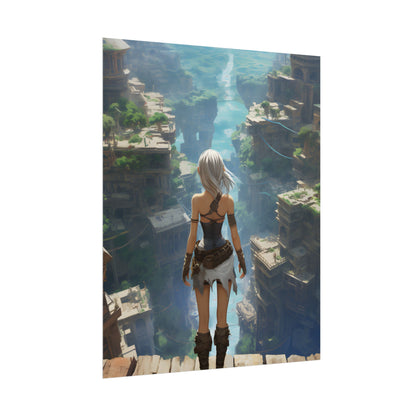 Dramatic Anime Female: Dynamic Birds Eye View Artwork - Poster