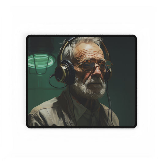 Old Man Connected: Sci-Fi Headset Experiment Digital Art - Desk Mat