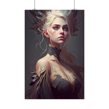 Elegant Blonde Portrait: Outdoor Woman in Dress - Poster
