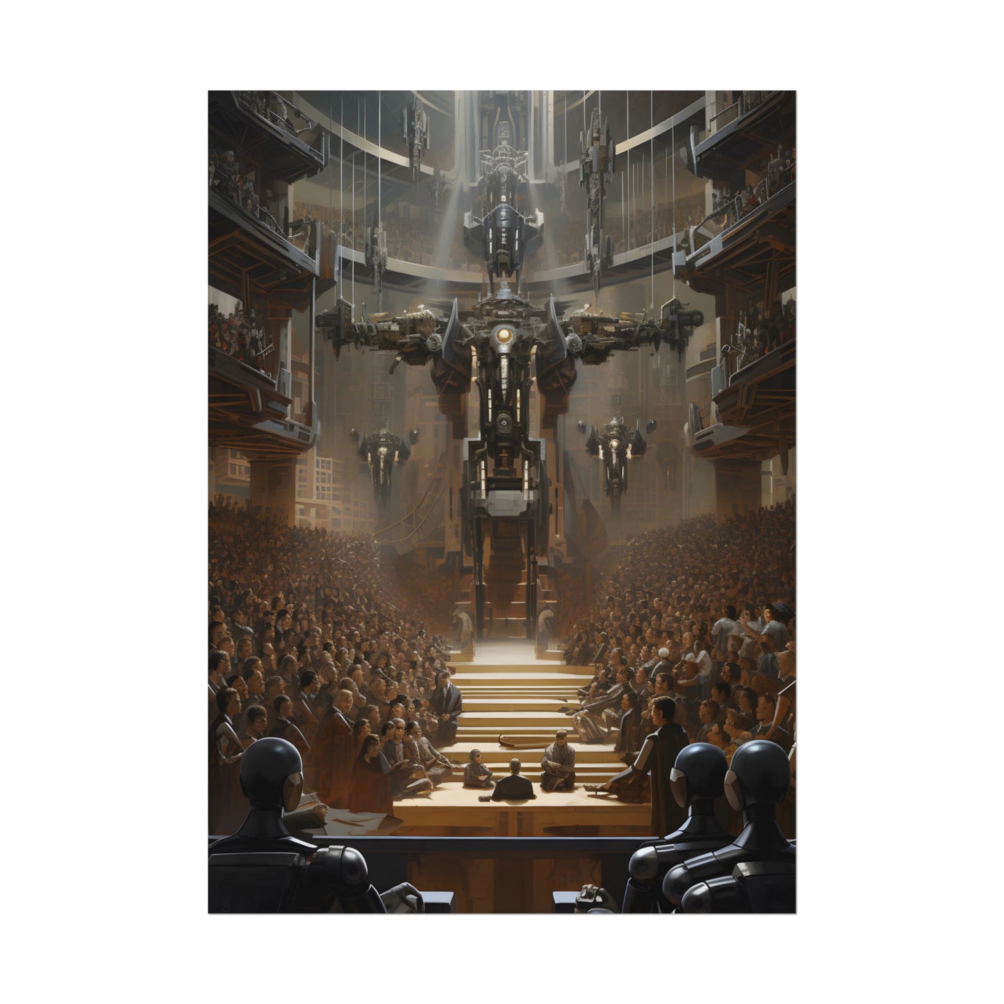 Robot Symphony: Elevated View of Robot Orchestra - Poster