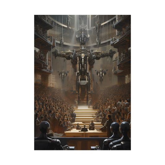 Robot Symphony: Elevated View of Robot Orchestra - Poster