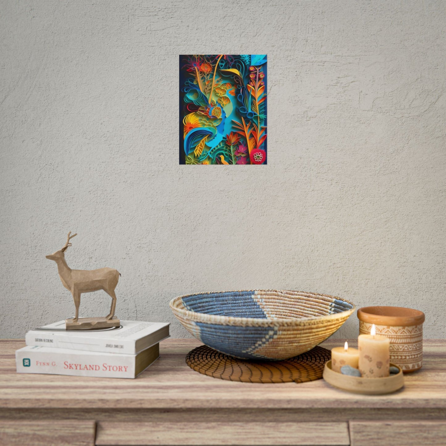 Indian Quilled Landscape: Colorful Paper Art - Poster