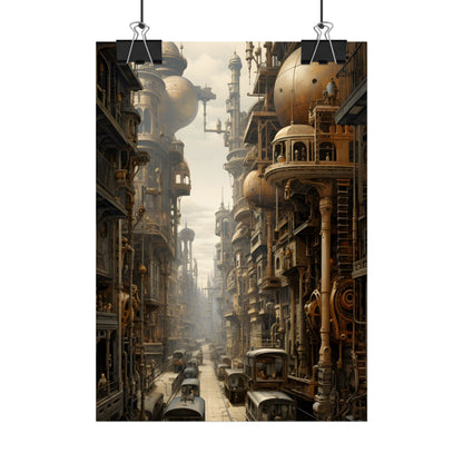 Steampunk Cityscape: A Glimpse into Jules Verne's Paris - Poster