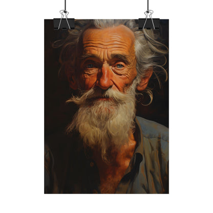 Elderly Wisdom: A Portrait of Timeless Senior Reflection - Poster