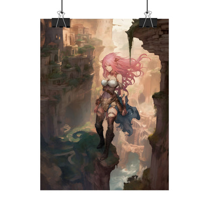 Dramatic Birds Eye View: Anime-Style Bird in Flight - Poster