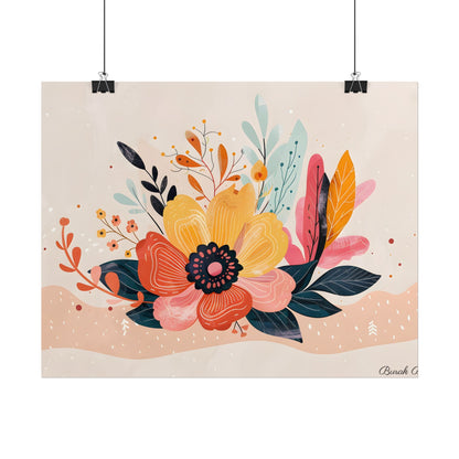 Blooming Growth: Vibrant Flower Artwork - Poster