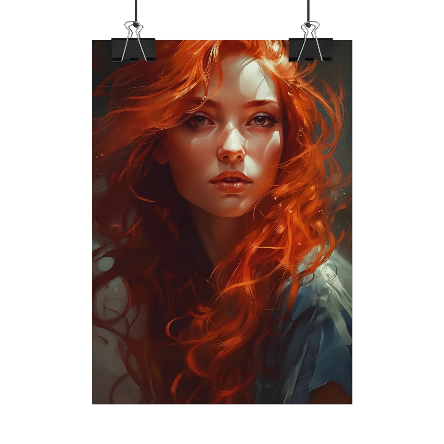 Redhead Female Portrait: Realistic Digital Artwork - Poster