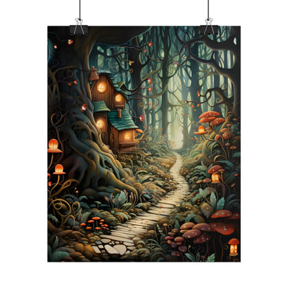 Whimsical Cartoon Forest Scene - Poster