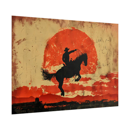 Vintage Rodeo Cowboy: Classic Bucking Bronco Art - Poster