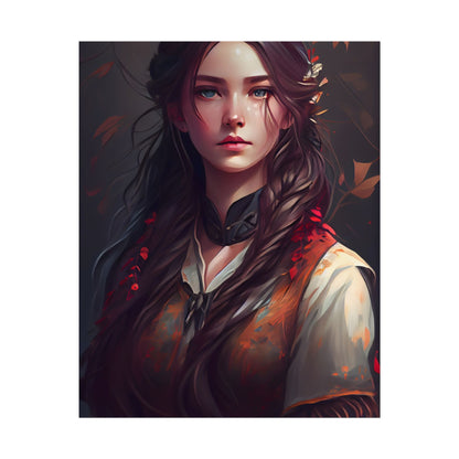 Vibrant Portrait: Brown Hair, Green Eyes Artwork - Poster