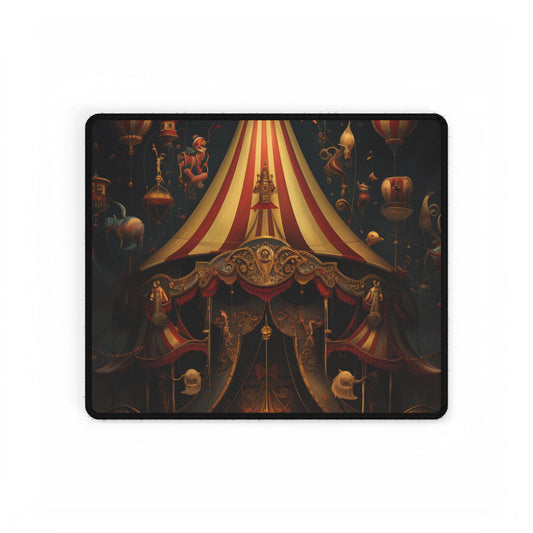 Whimsical Clockwork Circus: Fantastical Art with Vibrant Details - Desk Mat