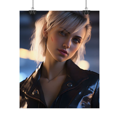 Cyberpunk Teenage Girl: Blonde Digital Art - Poster