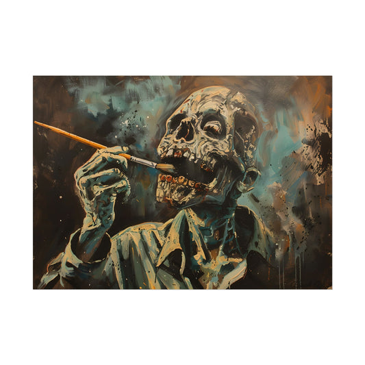 Surreal Zombie Painter: Unique Artwork in Progress - Poster