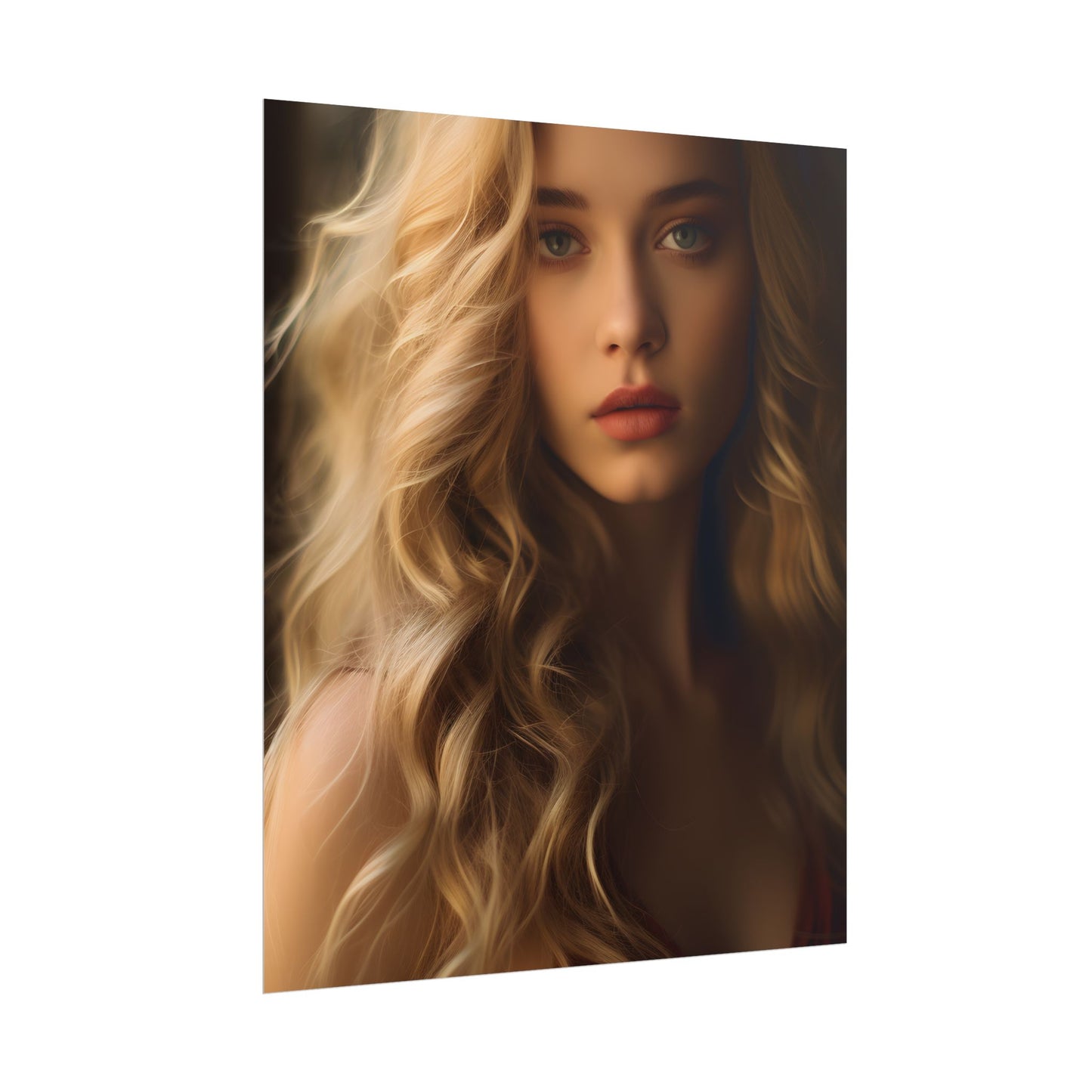 Modern Beauty: Young Blonde Woman in a Short-Sleeved Dress - Poster