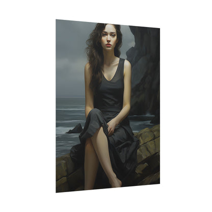 Serene Face with Glasses: Neutral Expression Art - Poster