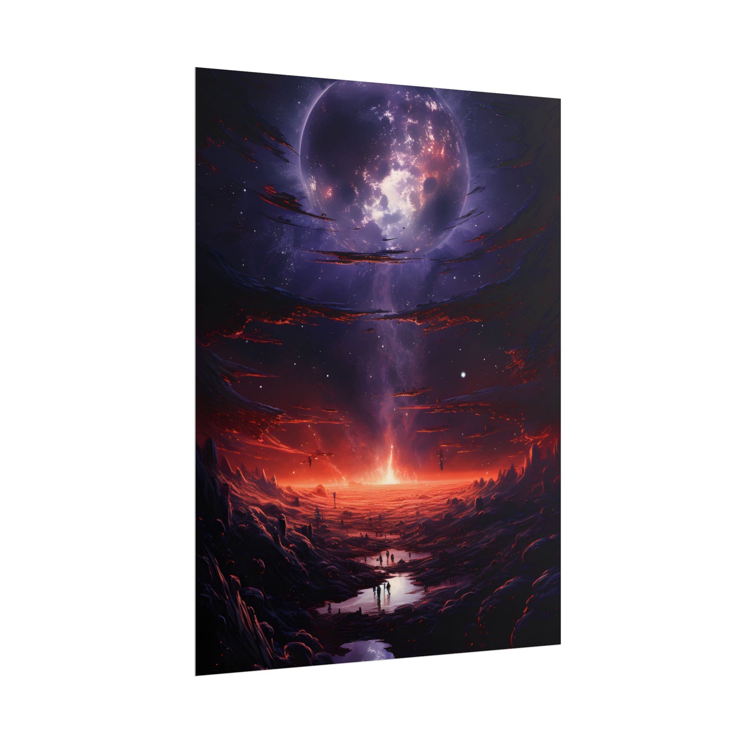 Vivid Black Hole Planet: A Detailed Cosmic Artwork - Poster