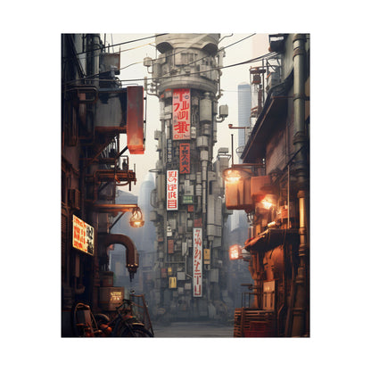 Steampunk Post-Apocalypse: Detailed Cityscape Digital Art - Poster
