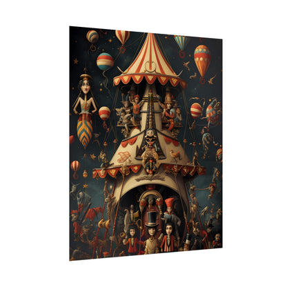 Whimsical Clockwork Circus: Fantastical Artwork in Vibrant Colors - Poster