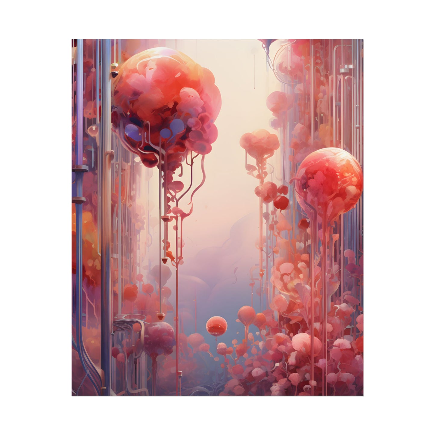 Futuristic Cyber Dreamscape: Abstract Digital Art - Poster