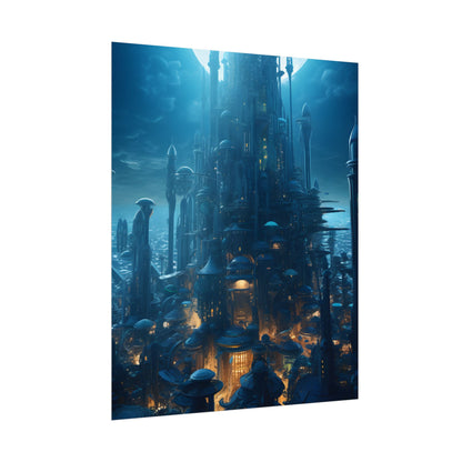 Underwater Futuristic Cityscape: Close Up Digital Artwork - Poster
