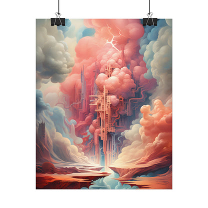 Cyber Dreamscape: Abstract Artwork in Neon Hues - Poster
