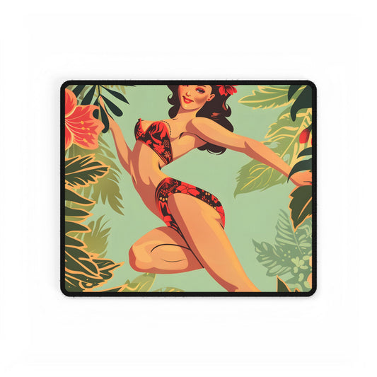 Vintage Retro Pin-Up Girl: Mid-Century Art Illustration - Desk Mat