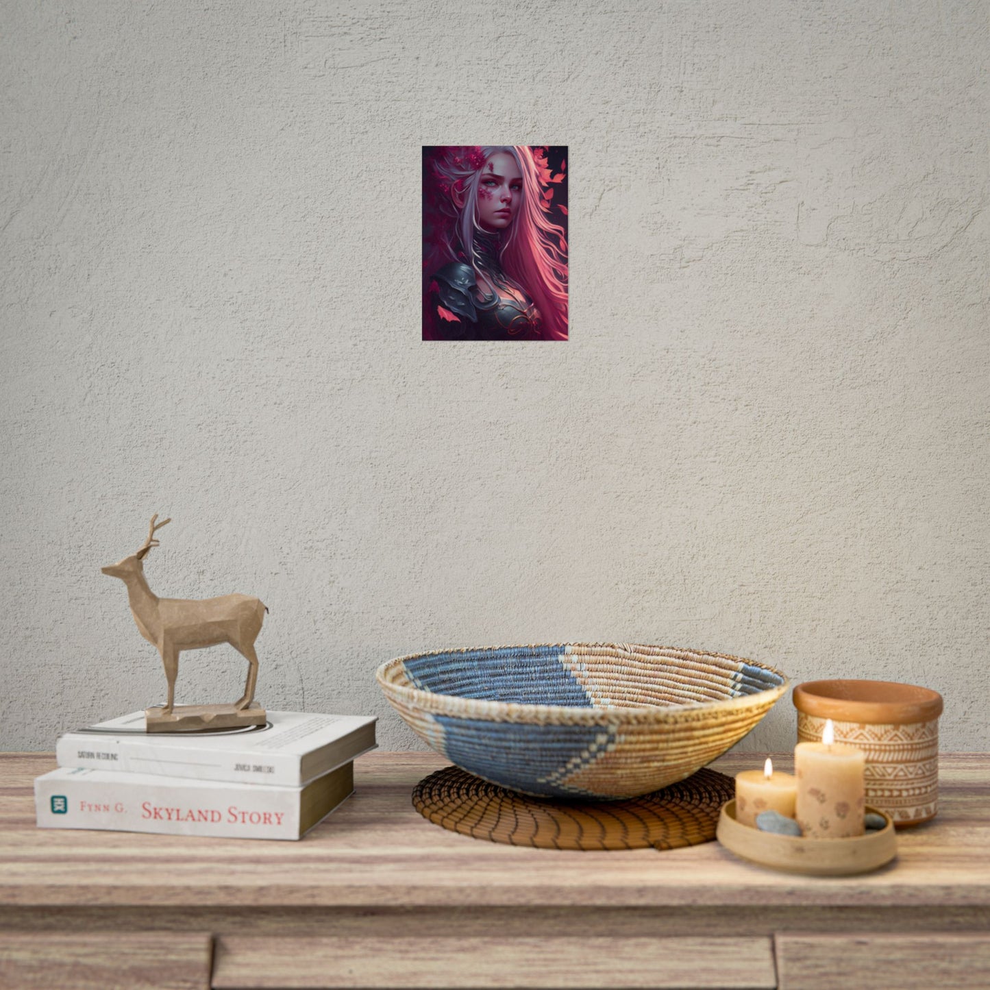 Astonishing Female Portrait with Pink Hair: Artistic Vision - Poster