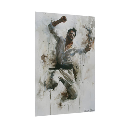 Watercolor Artwork: Man Dancing in Dynamic Movement - Poster
