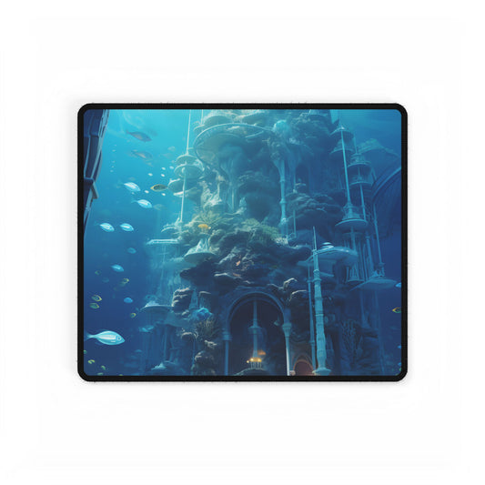 Underwater Future Cityscape: Futuristic Aquatic Architecture Art - Desk Mat