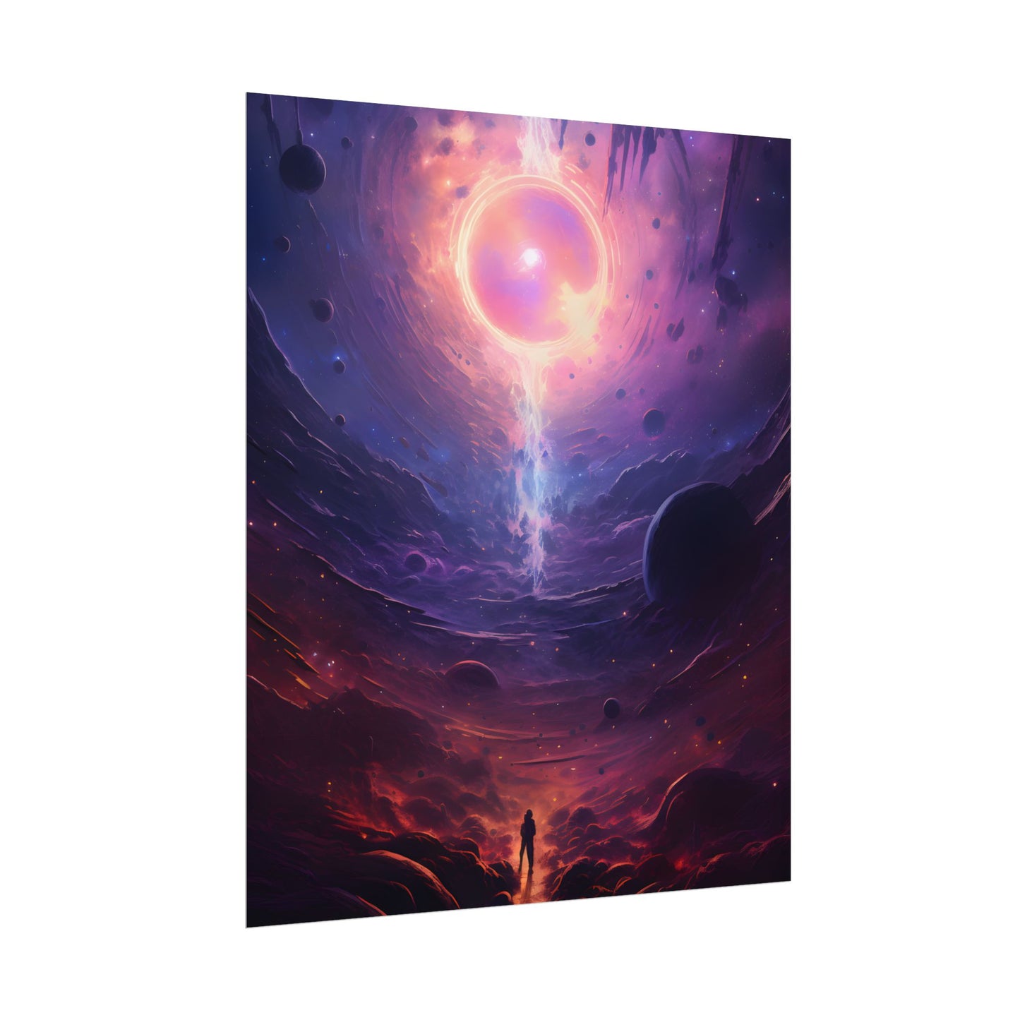 Black Hole Cosmic Odyssey: Dark Planet in Space Art - Poster
