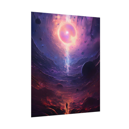 Black Hole Cosmic Odyssey: Dark Planet in Space Art - Poster