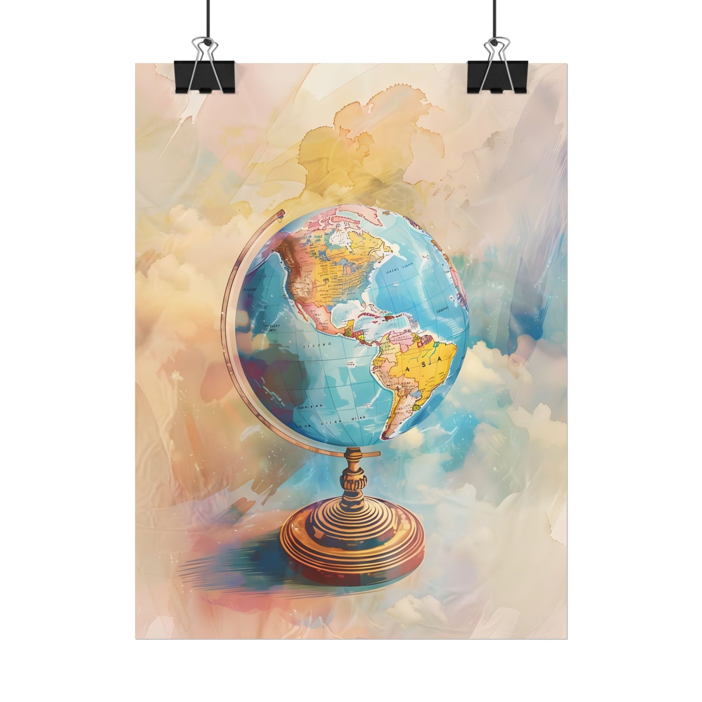 Vintage Globe Adventure: 80 Iconic Landmarks on a Classic Map - Poster