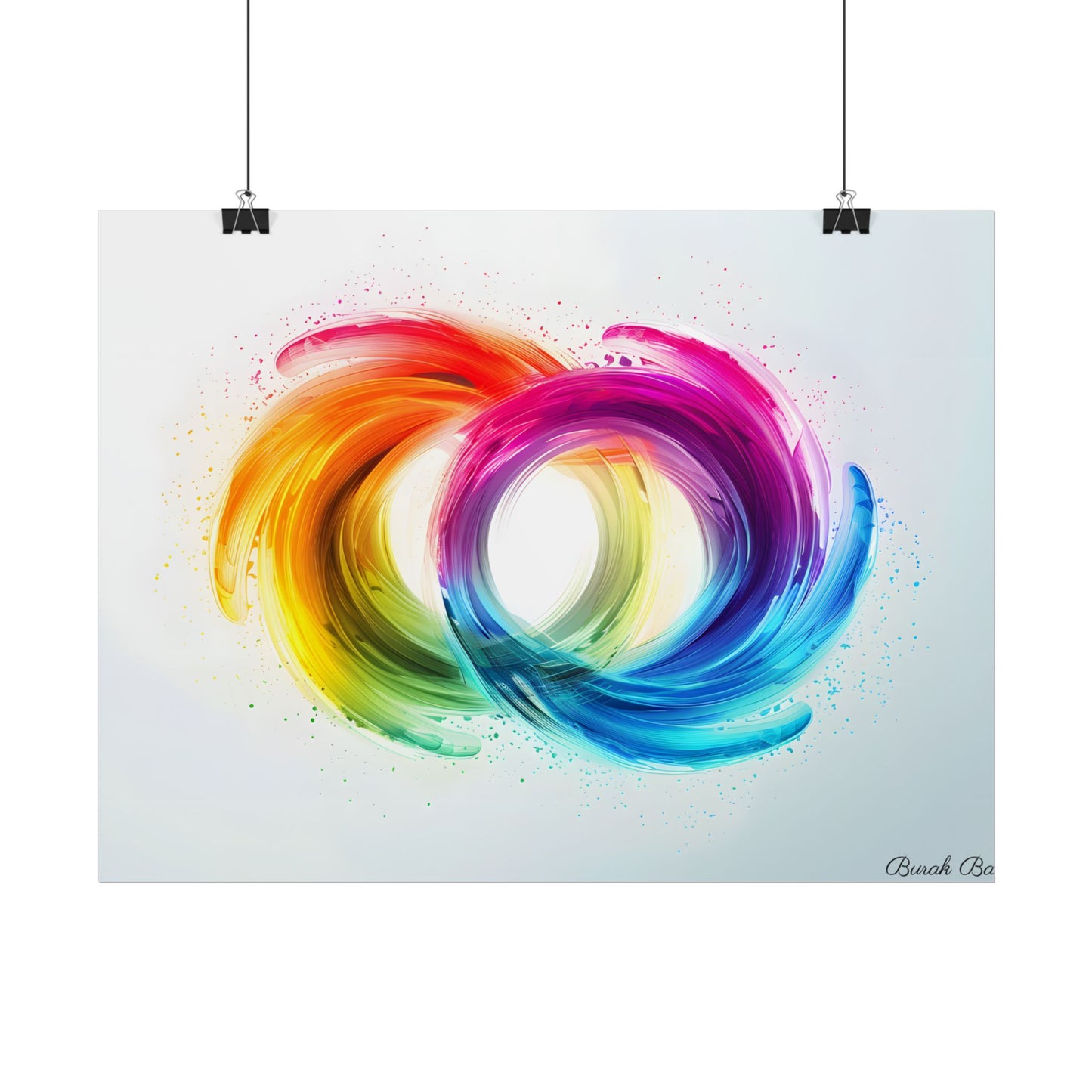 Swirling Colors: Gradient Artwork with Red, Blue, and Yellow Circles - Poster