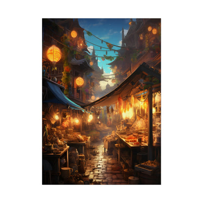 Magical Street Food Market: Vibrant Colors - Poster