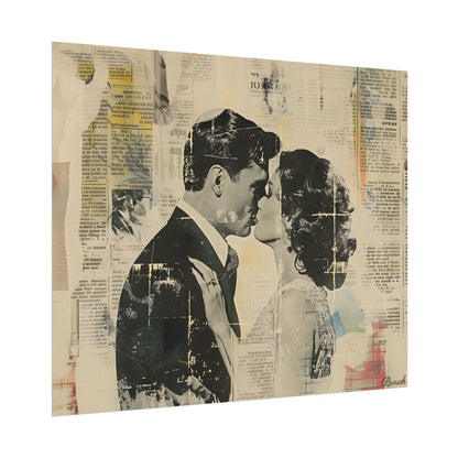 Vintage Romance: Celebratory Couple Art Poster - Poster