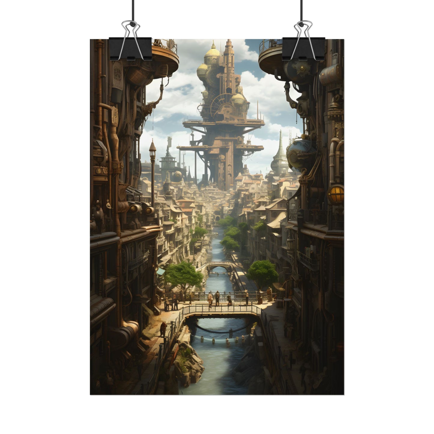 Steampunk Paris 1875: Vintage Cityscape Artwork - Poster