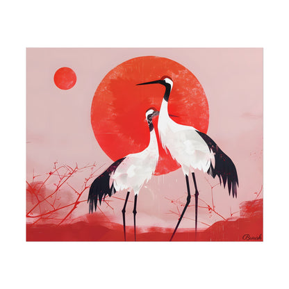 Peaceful Crane Sanctuary: Serene Landscape Nature Art - Poster