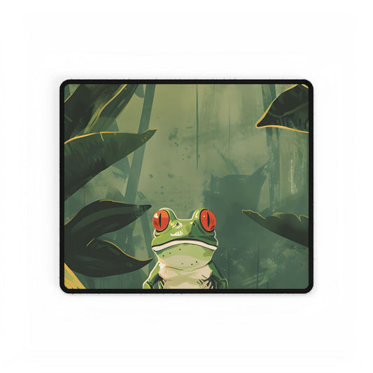 Whimsical Frog Illustration: Tree Branch Artwork - Desk Mat