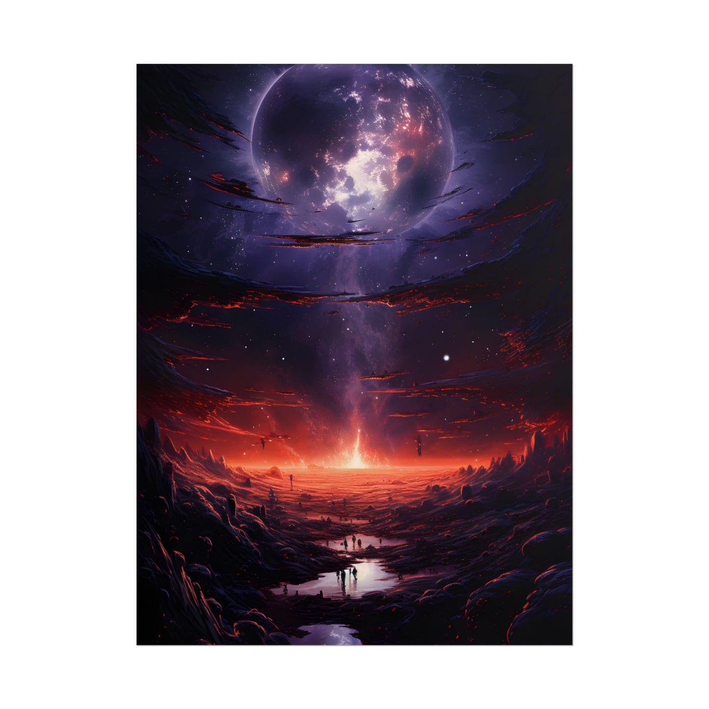 Vivid Black Hole Planet: A Detailed Cosmic Artwork - Poster