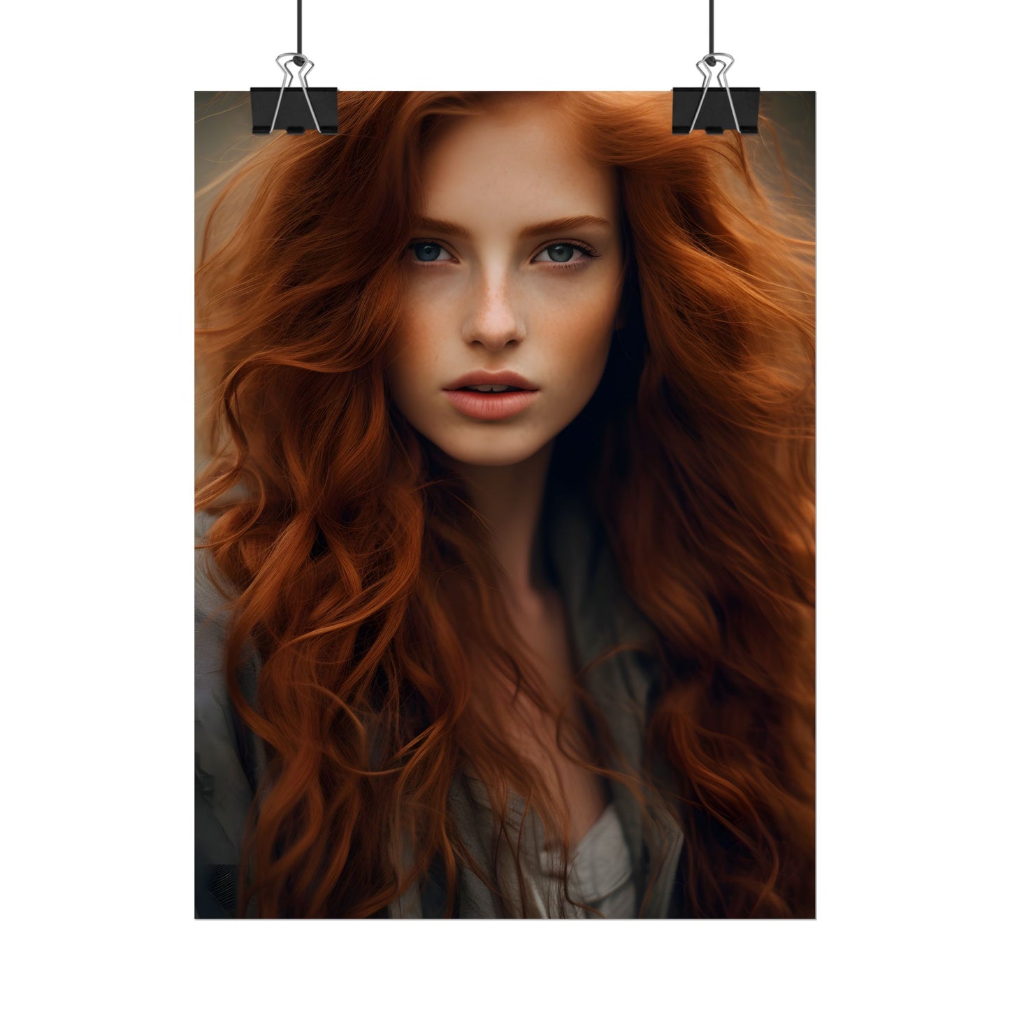 Gorgeous Redhead Woman: Natural Beauty Artwork - Poster