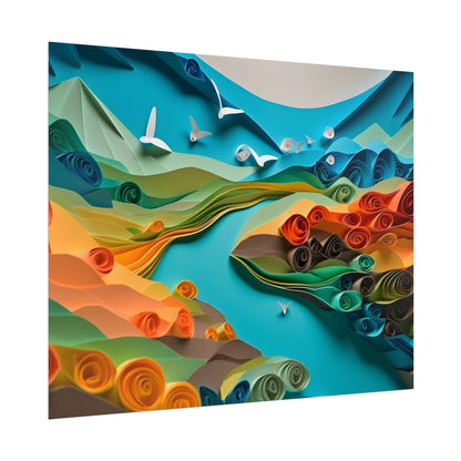 Magical Beach Paradise: Peaceful Paper Quilling Art - Poster