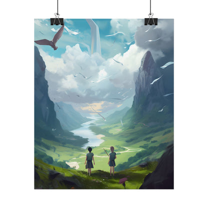 Tranquil Meadow Figures: Realistic Painting of People - Poster